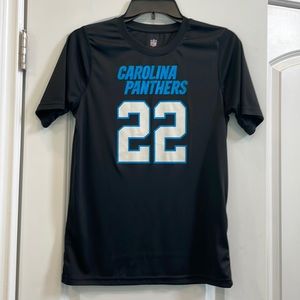 NFL Carolina Panthers T Shirt. Number 22 McCaffery.  Boys size L